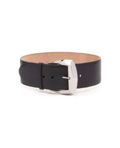 Alexander McQueen Belt With Geometric Buckle In Black And Antiqued Silver