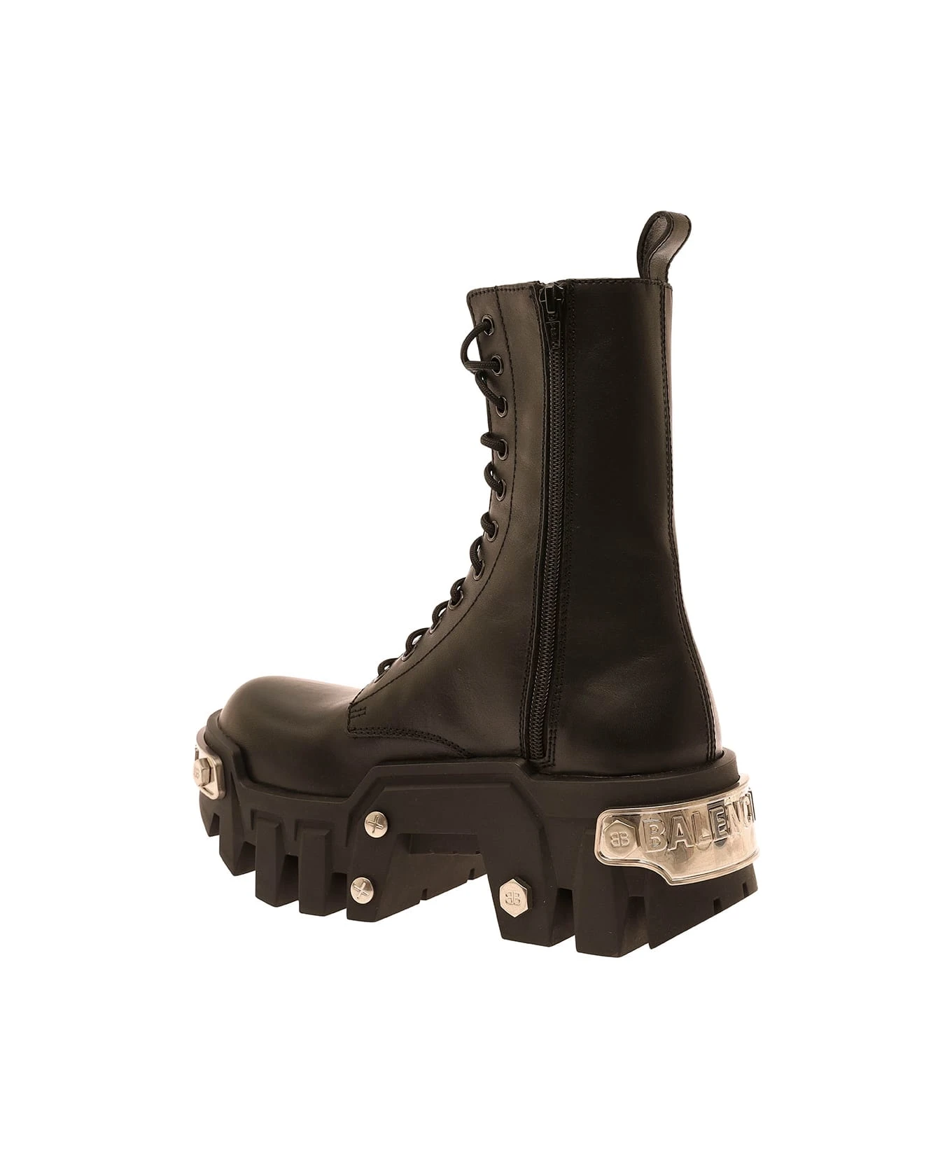 Balenciaga 'bulldozer' Black Lace-up Boots With Logo And Studs In Leather Woman - Image 3