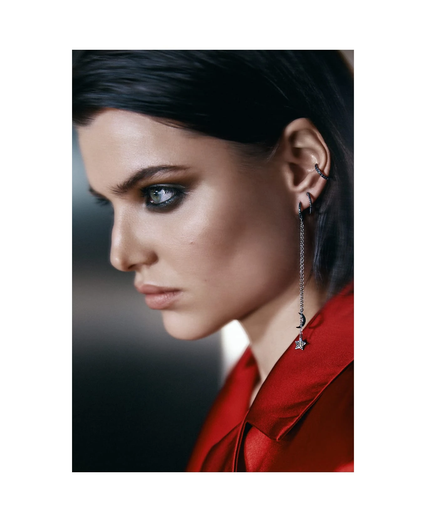 Earring Hoop Star Moon Blackdiamond - Image 2