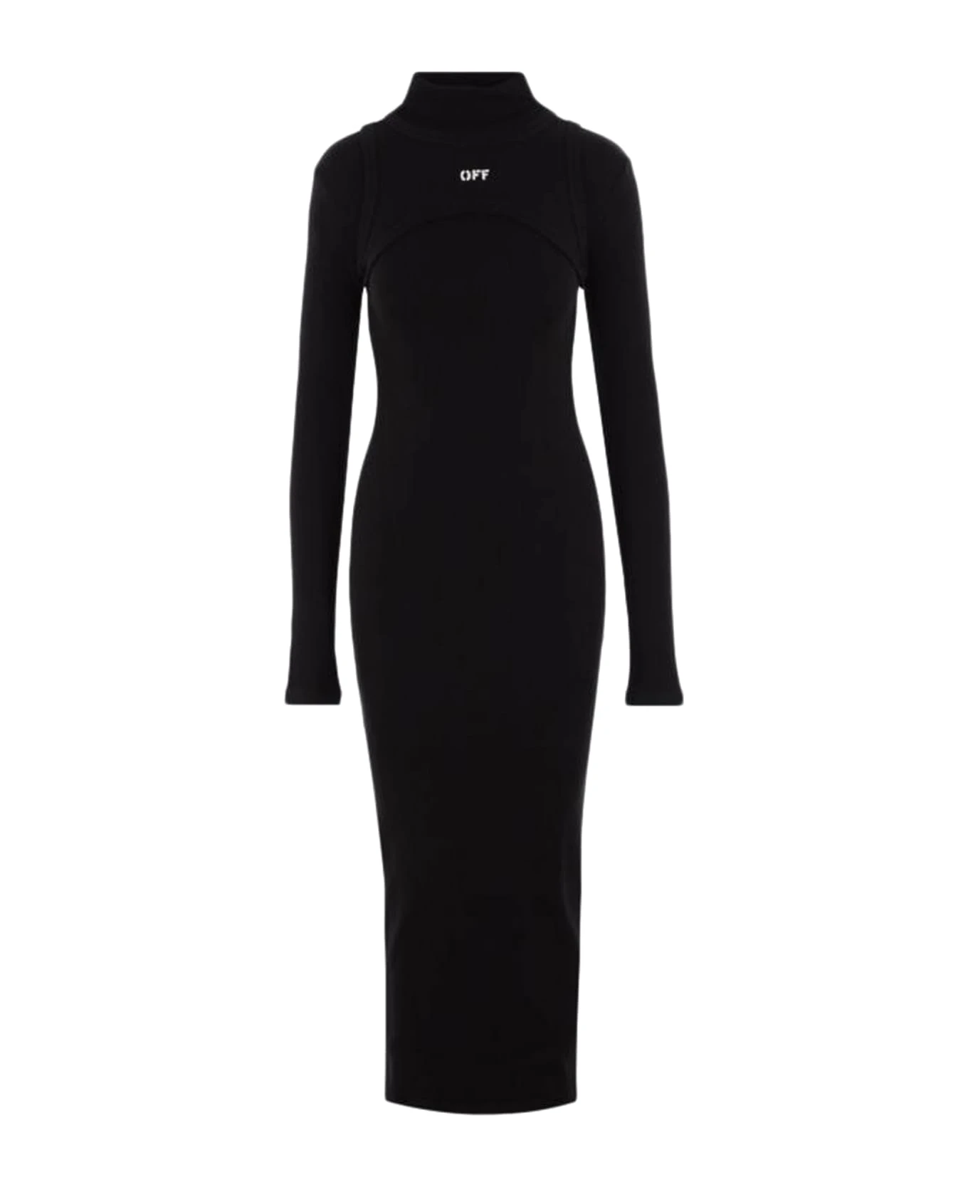 Off-White Off Stamp Rib Round Long Dres Black Whit