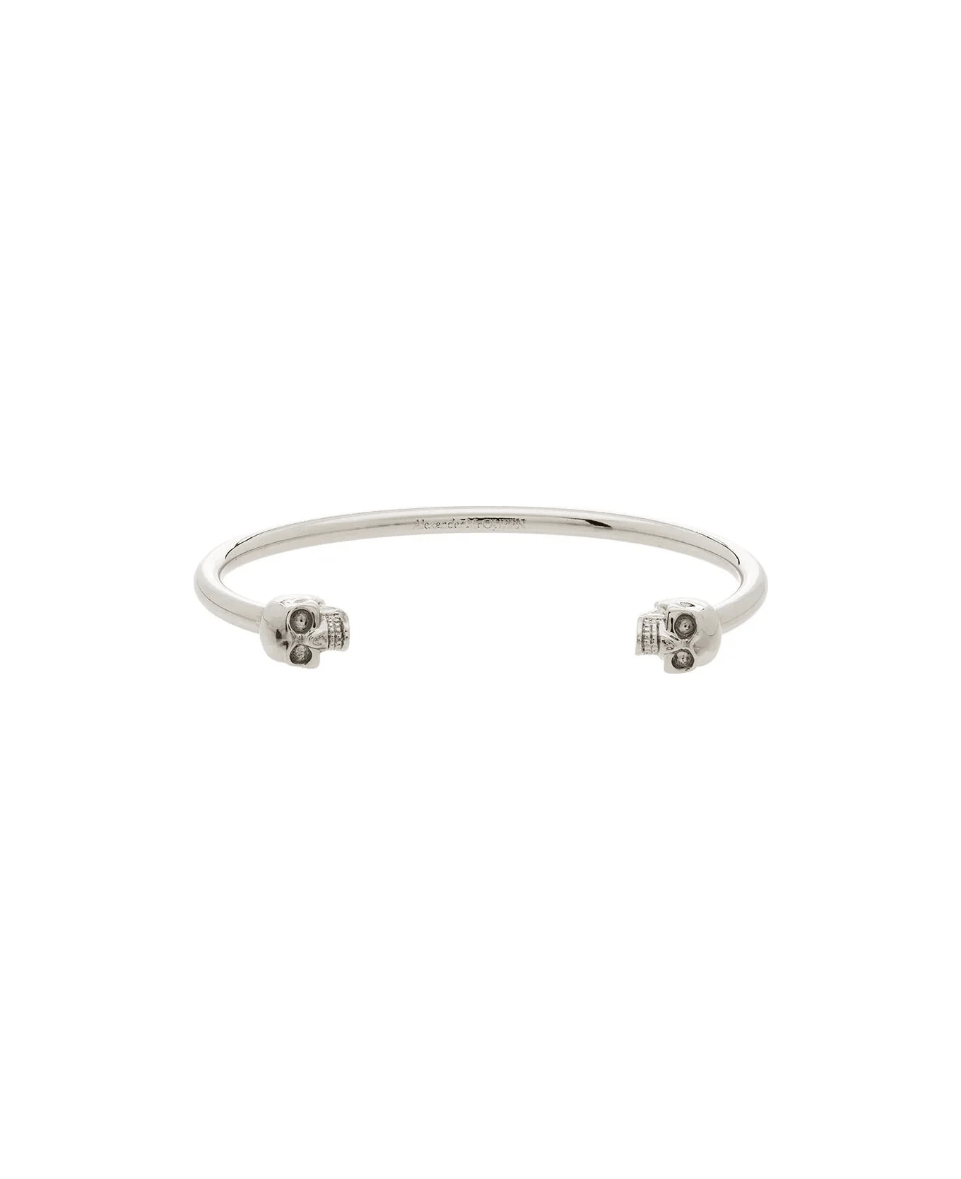 Alexander McQueen Antiqued Silver Thin Twin Skull Bracelet