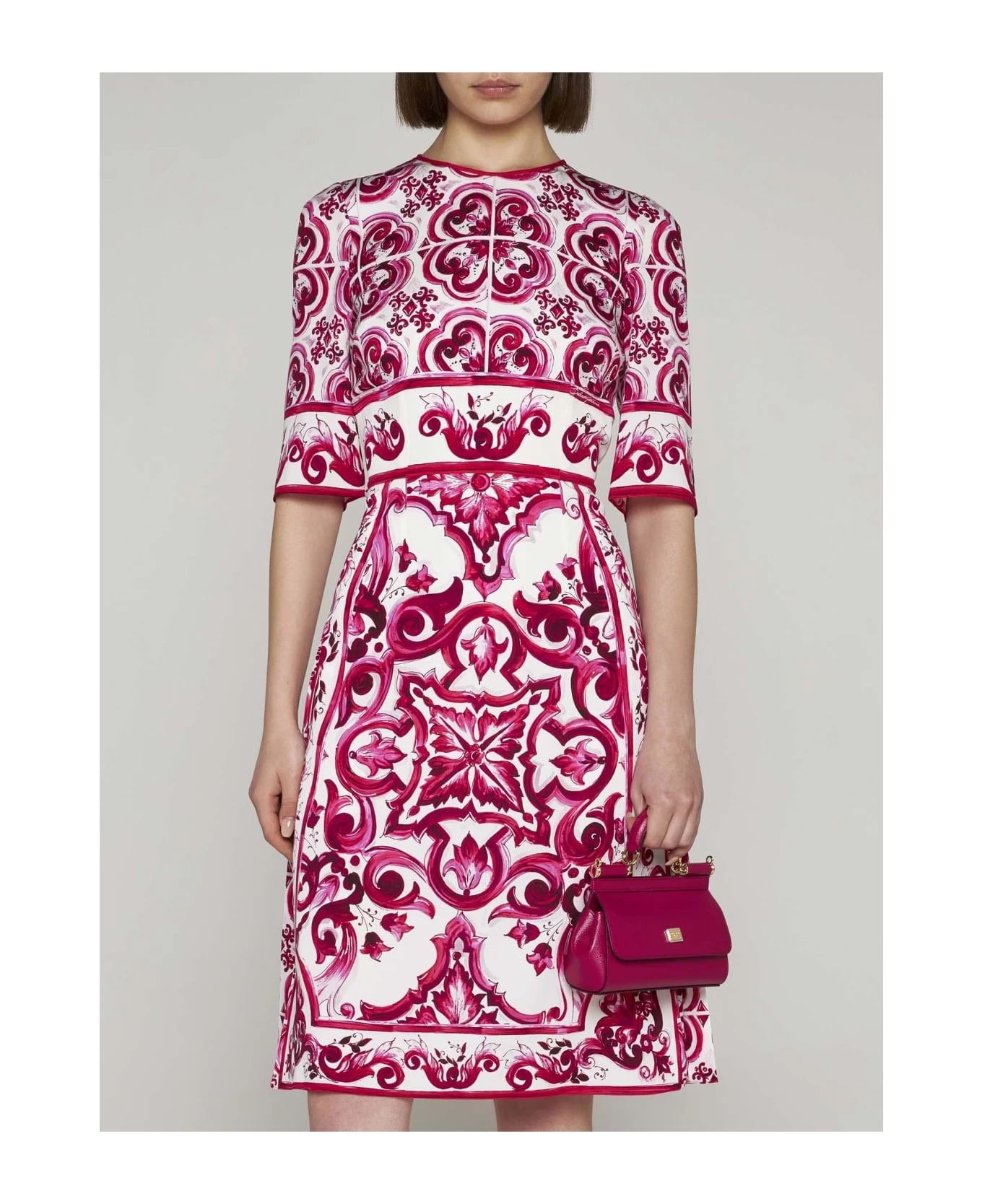 Dolce & Gabbana Majolica Print Silk Dress - Image 2