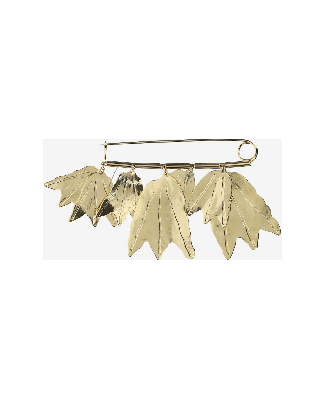 Jil Sander Brass Brooch With Leaf-shaped Charms - Image 2