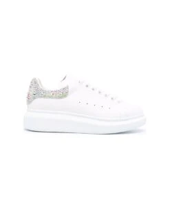 Alexander McQueen White Oversize Sneakers With Strass Spoiler
