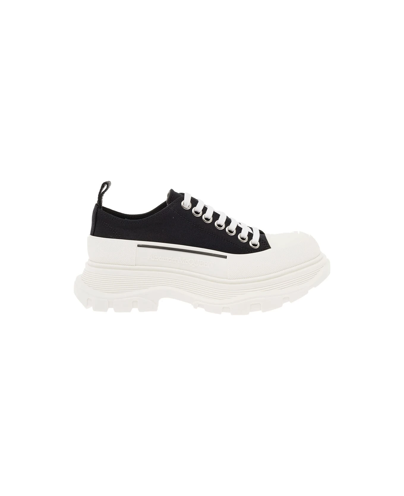 Alexander Mcqueen Woman's Tread Slick Black Cotton Sneakers