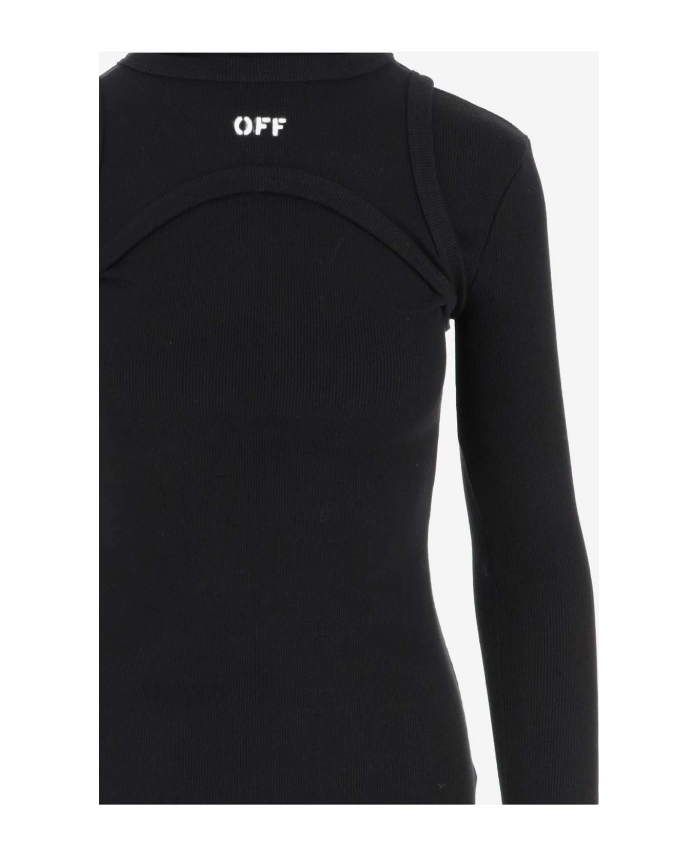 Off-White Stretch Cotton Long Dress - Image 3