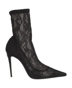 Dolce & Gabbana Floral Lace Paneled Boots