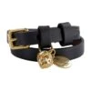 Alexander McQueen Skull Charm Leather Double-wrap Bracelet