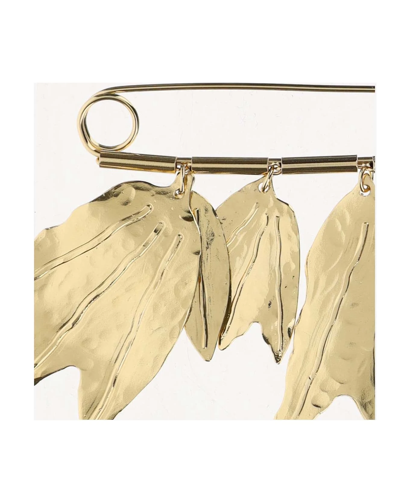 Jil Sander Brass Brooch With Leaf-shaped Charms - Image 3