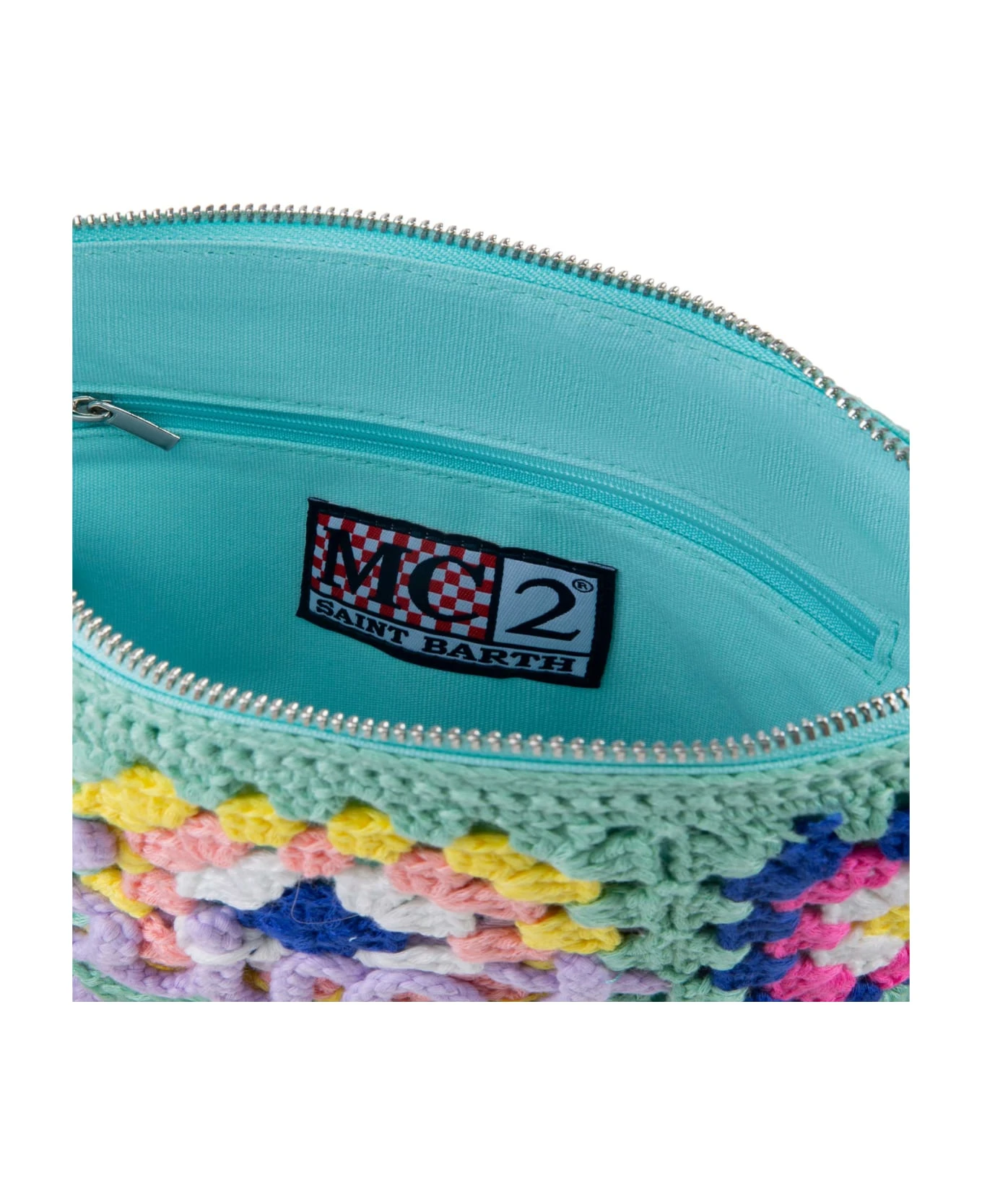 MC2 Saint Barth Parisienne Water Green Crochet Pochette With Saint Barth Embroidery - Image 5