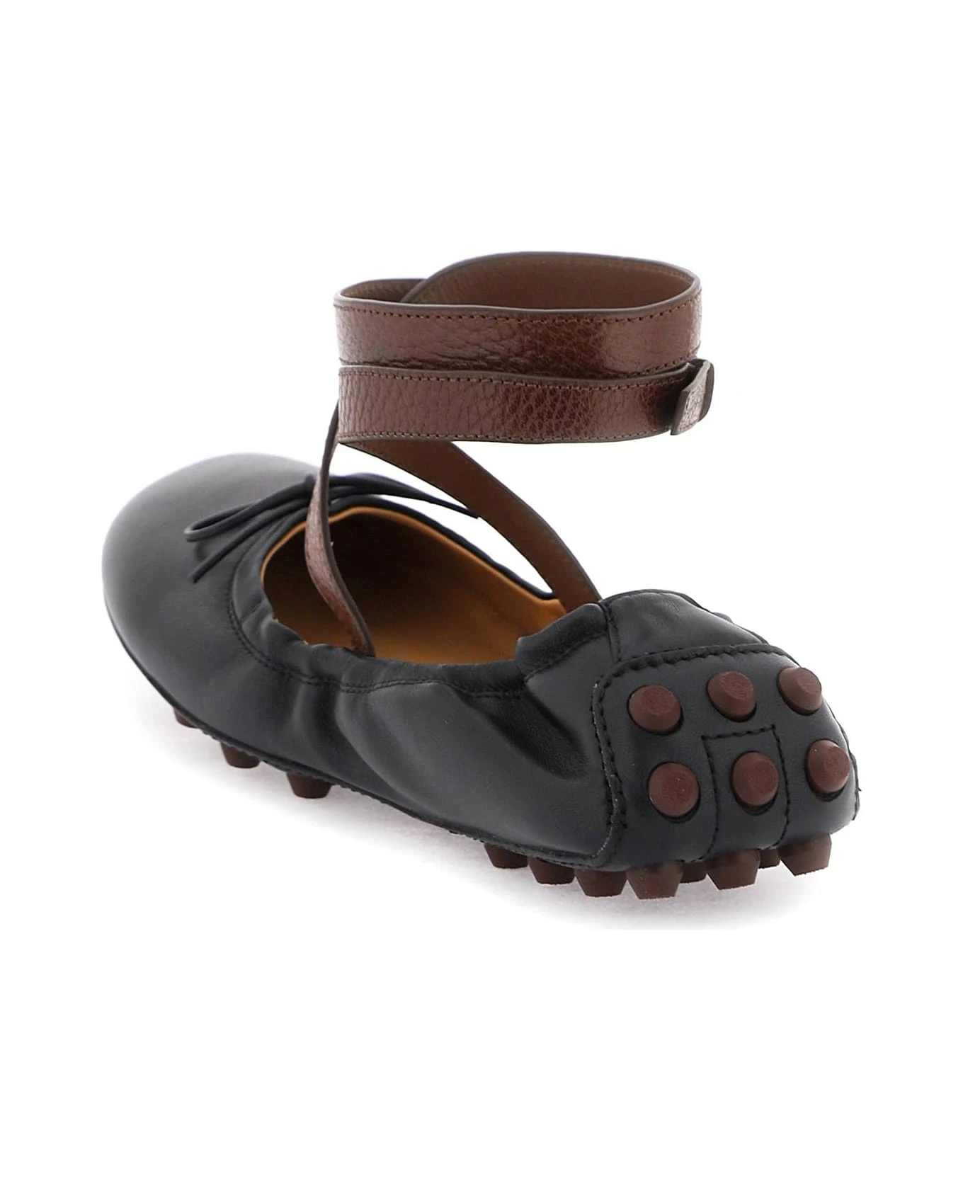 Tod's Bubble Leather Ballet Flats Shoes With Strap - Image 3