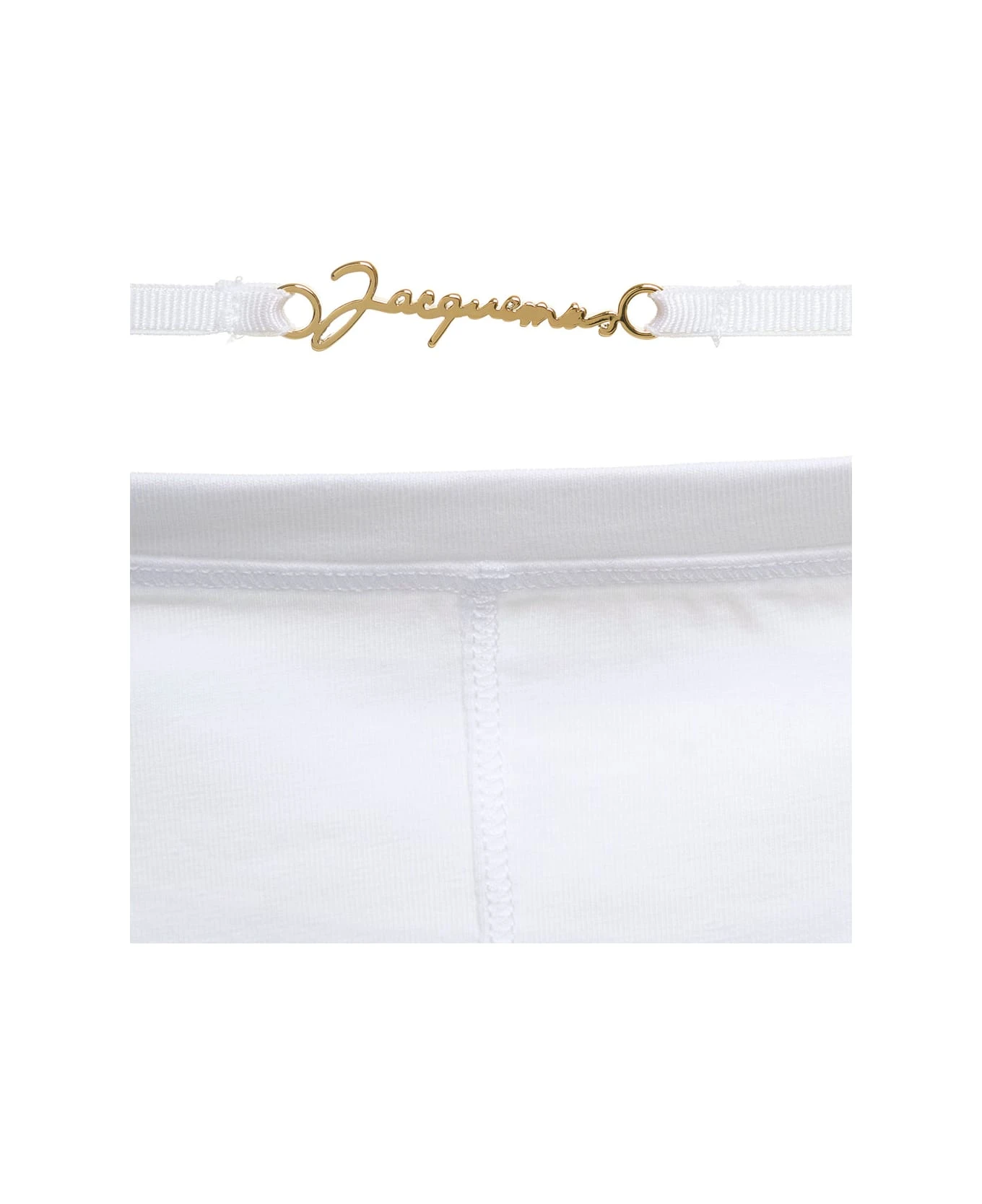 Jacquemus 'sierra' White Long-sleeve Top With Logo Detail In Jersey Woman - Image 3