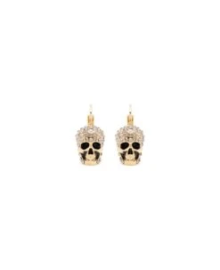 Alexander McQueen Gold Skull Leverback Earrings