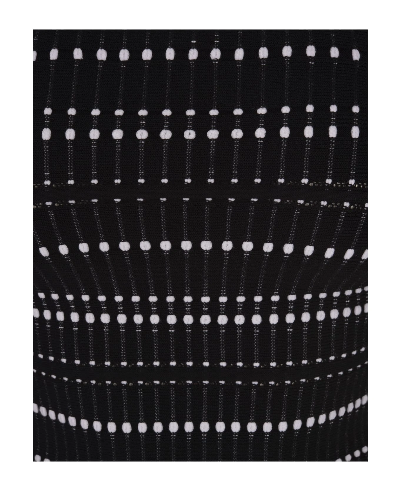 Alexander McQueen Black And White Knitted Sheath Dress With Off Shoulder - Image 3