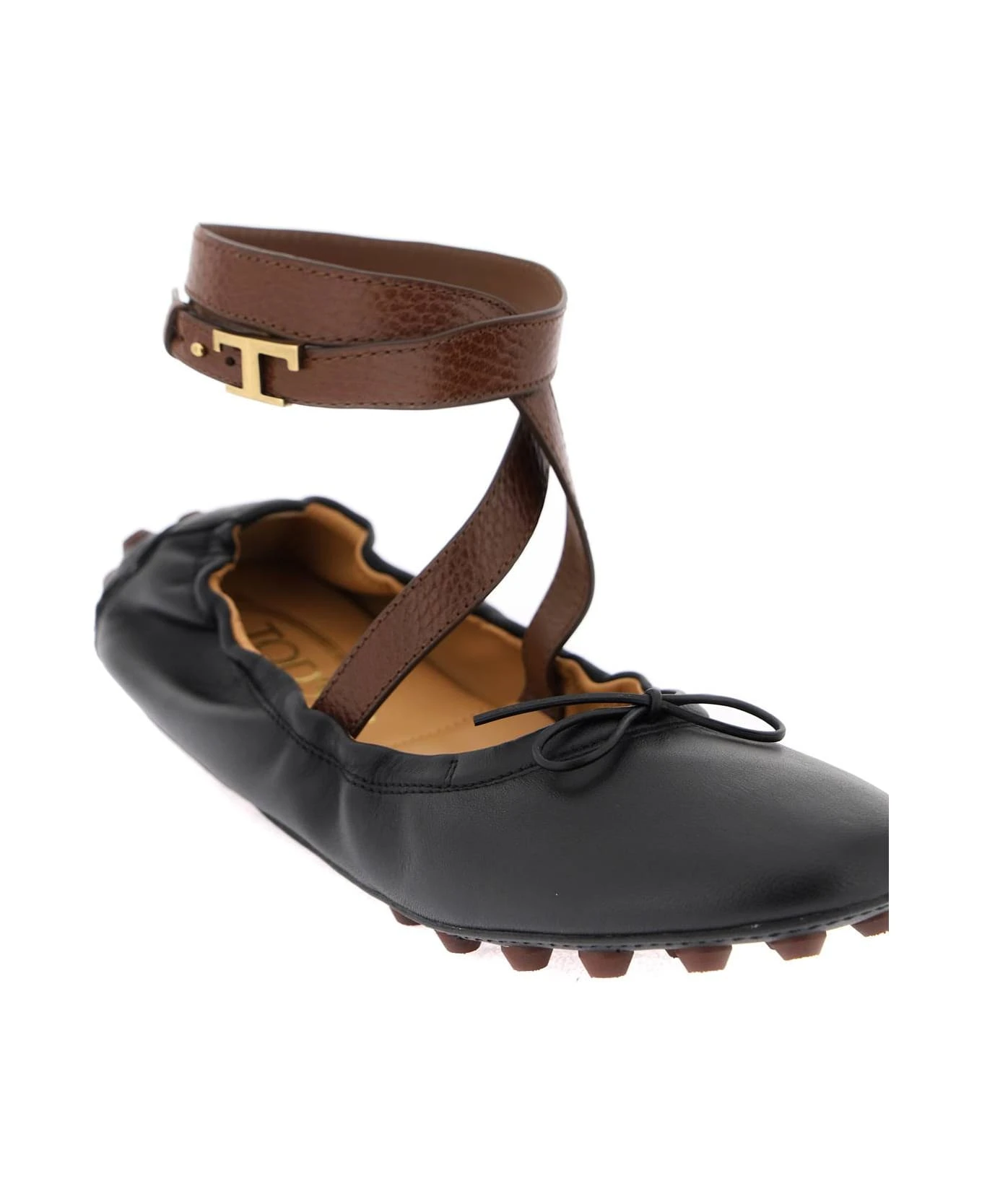 Tod's Bubble Leather Ballet Flats Shoes With Strap - Image 4