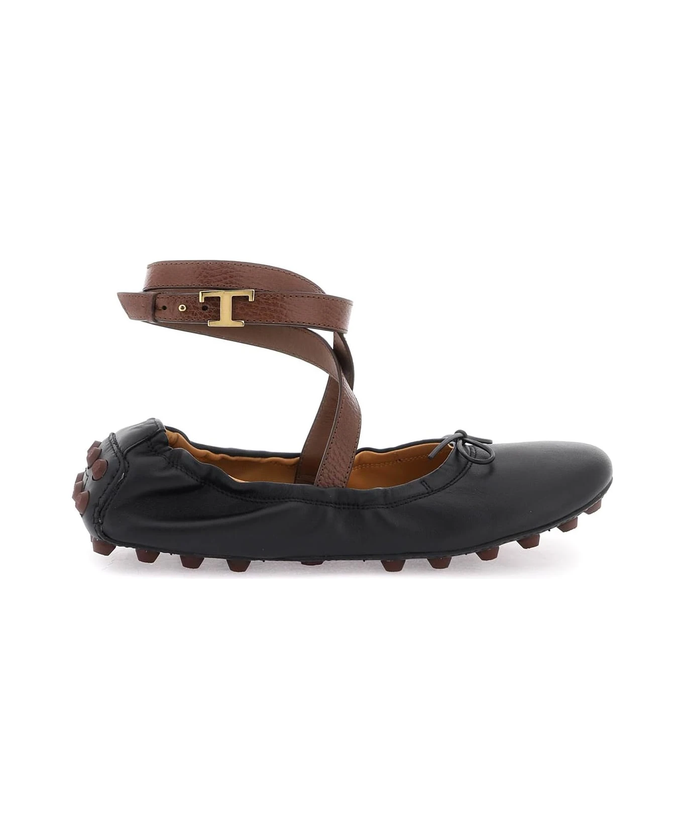 Tod's Bubble Leather Ballet Flats Shoes With Strap