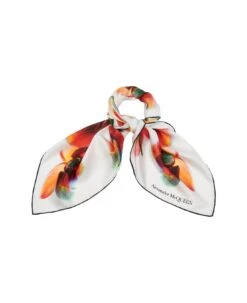 Alexander McQueen Ivory And Red Orchid Scarf