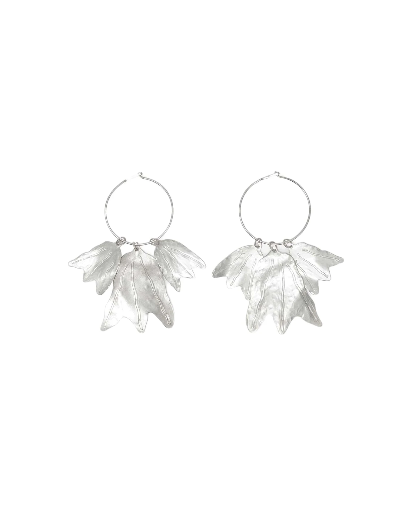 Jil Sander Hoop Earrings With Leaf Charm