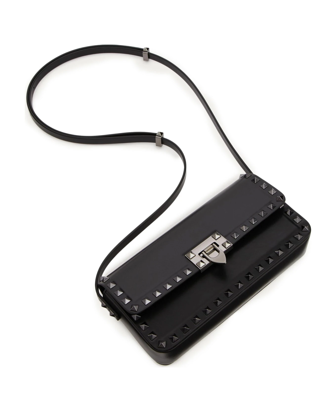Valentino Garavani E/w Shoulder Bag Rockstud Vitello Liscio/bl.ruthenium Studs - Image 5