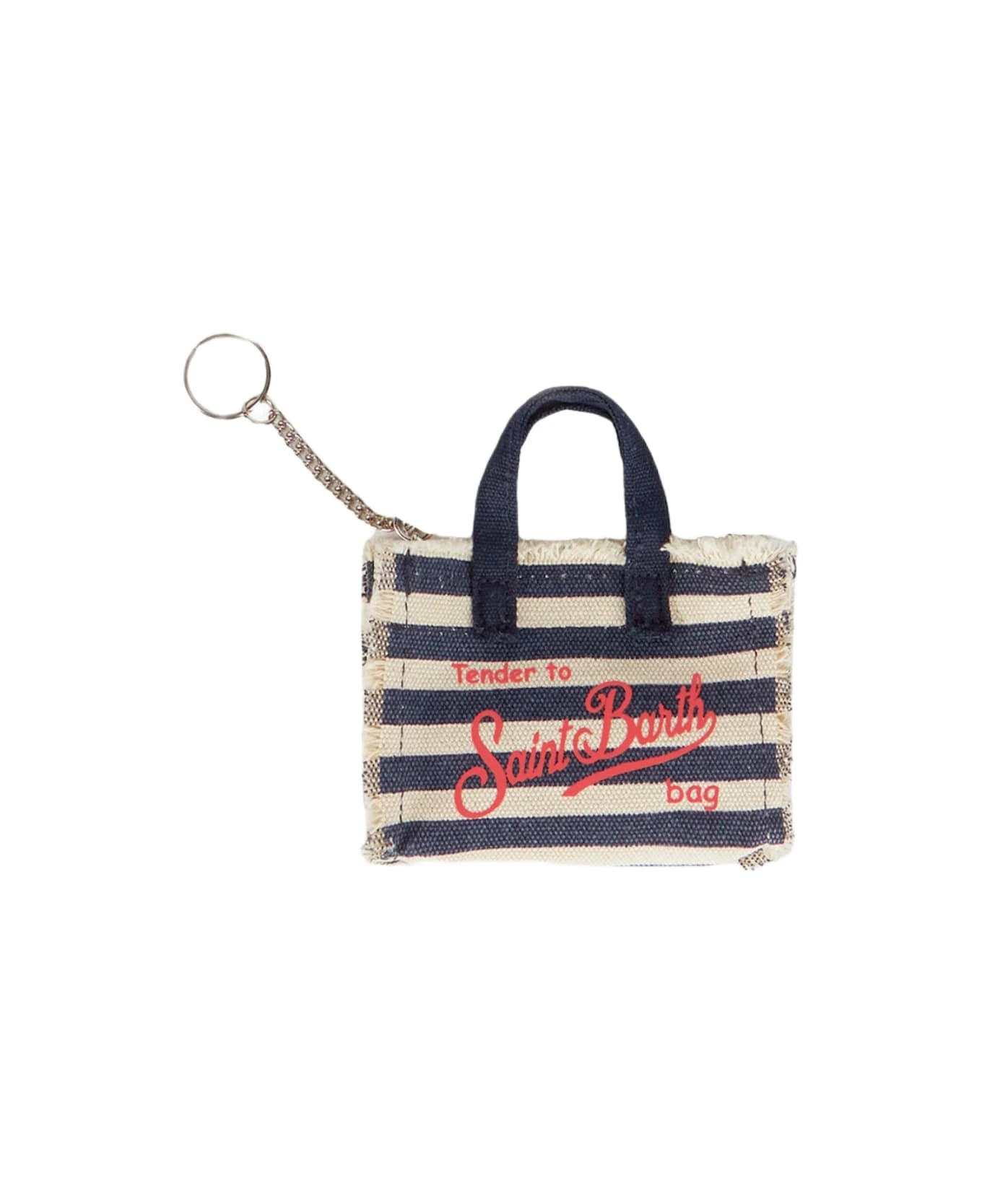 MC2 Saint Barth Canvas Key Holder With Blue Striped Print
