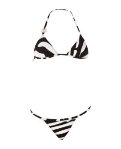 Dolce & Gabbana Zebra Print Triangle Bikini With Logo