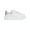 Alexander McQueen White Oversized Sneakers With Silver Glitter Spoiler