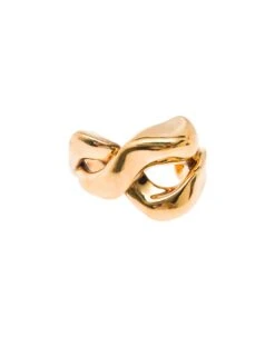 Alexander McQueen Antique Gold Twisted Cuff In Brass Woman