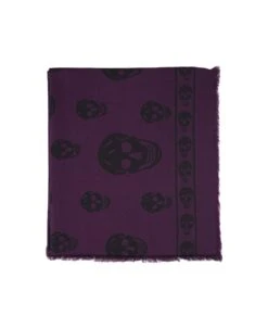 Alexander McQueen Skull Scarf In Purple Wool