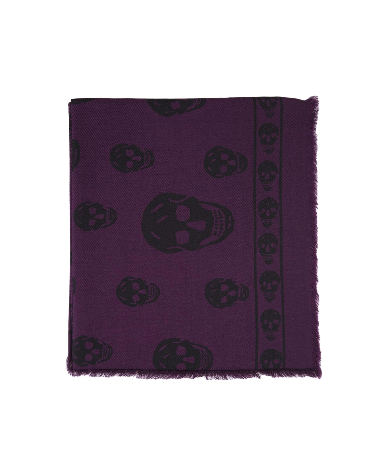 Alexander McQueen Skull Scarf In Purple Wool