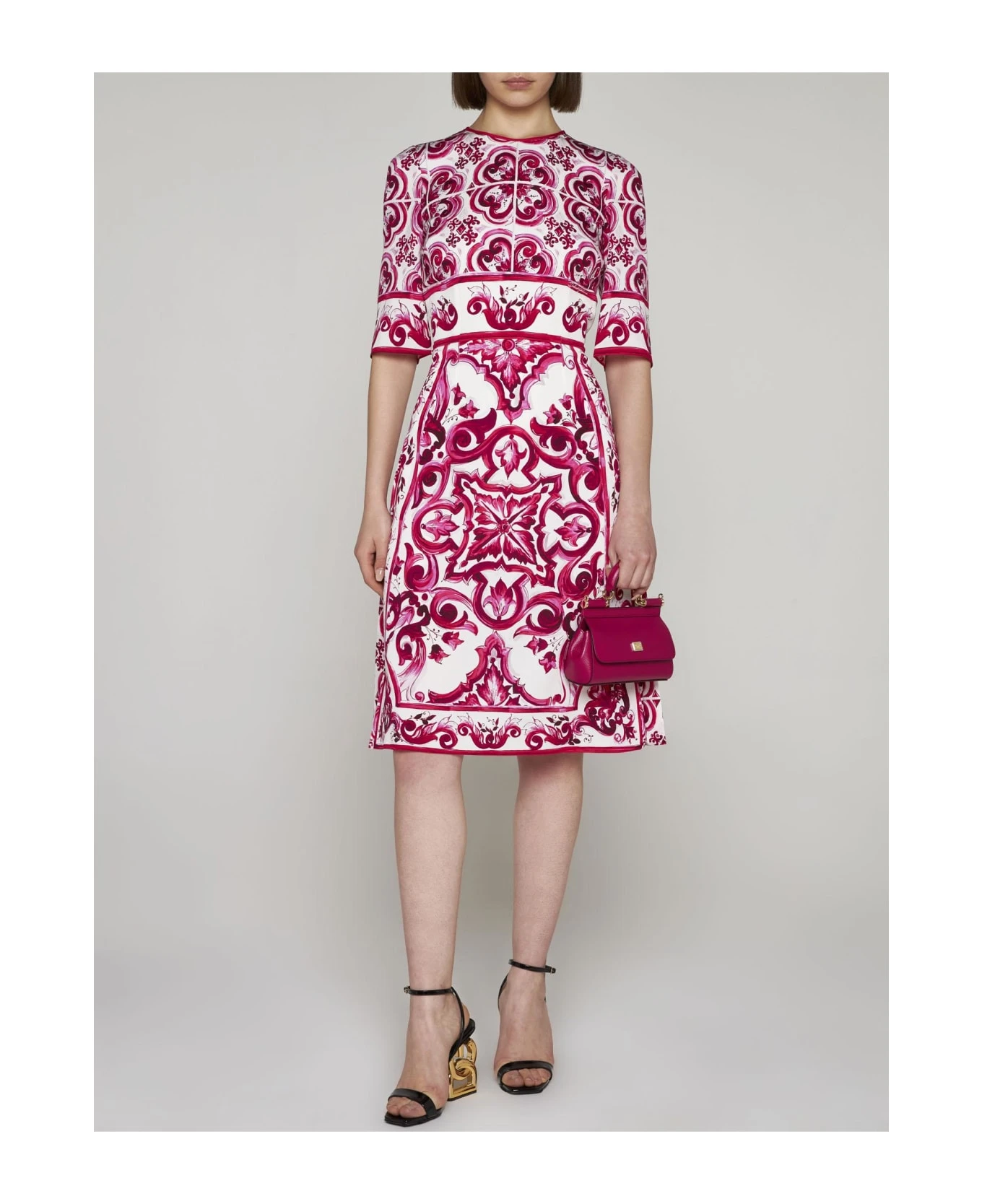 Dolce & Gabbana Majolica Print Silk Dress - Image 3