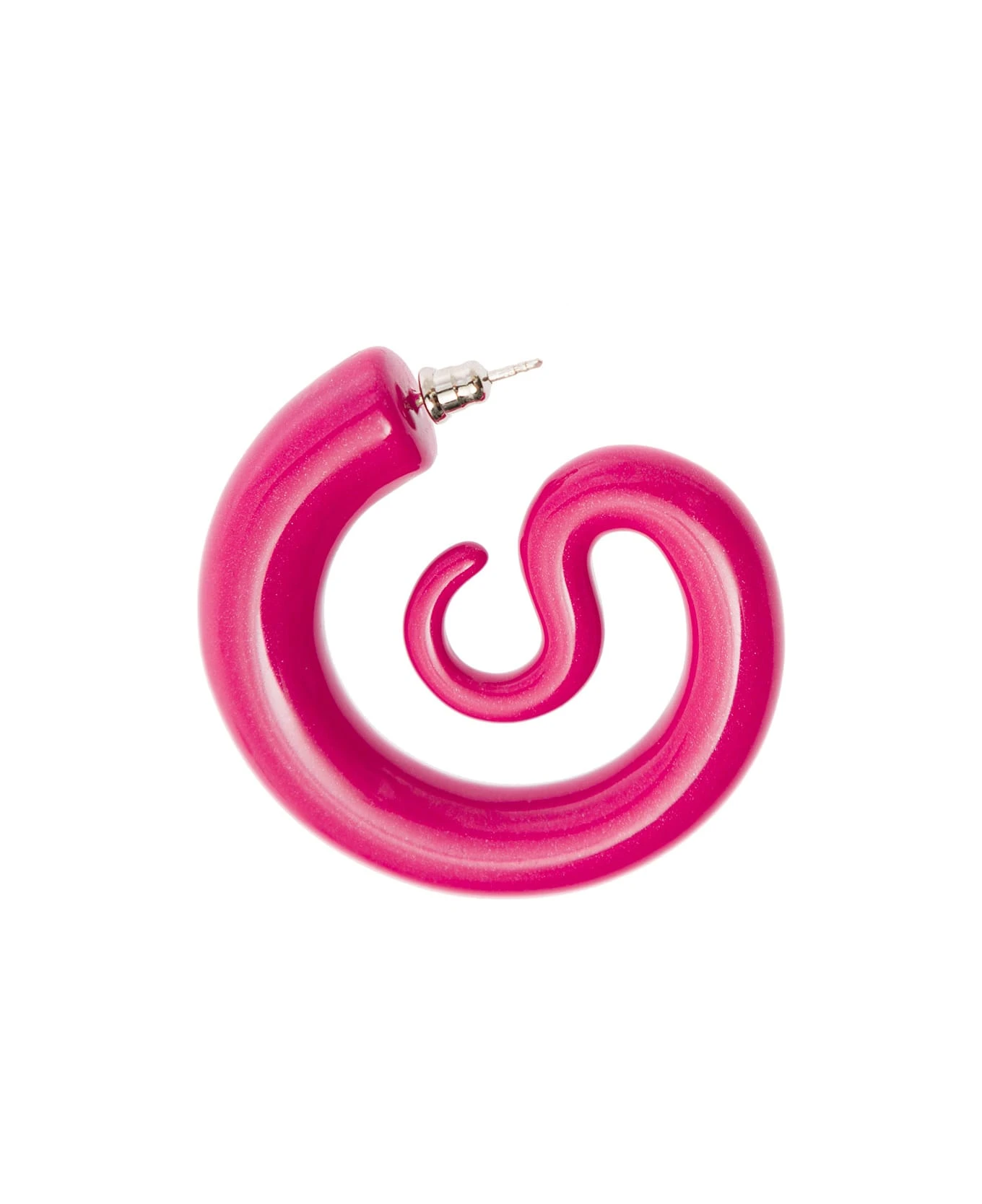 Fuchsia Snake-shaped Hoops In Rhodium Plated Copper Woman Panconesi - Image 2