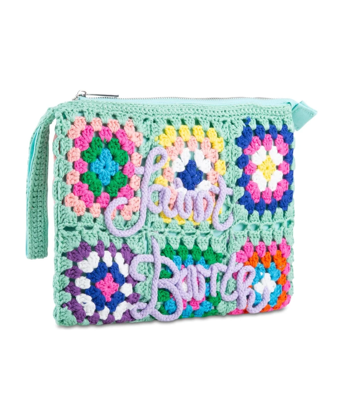 MC2 Saint Barth Parisienne Water Green Crochet Pochette With Saint Barth Embroidery - Image 3