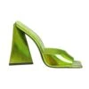 Devon Mule In Lime Color Laminated Leather