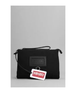 Kenzo Clutch In Black Cotton