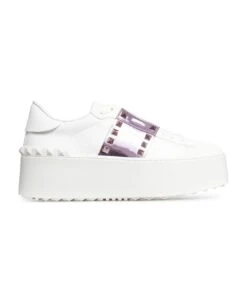 Valentino Garavani Sneaker Rockstud Untitled Vit Tecnic Calf/specchio S./tone On Tone