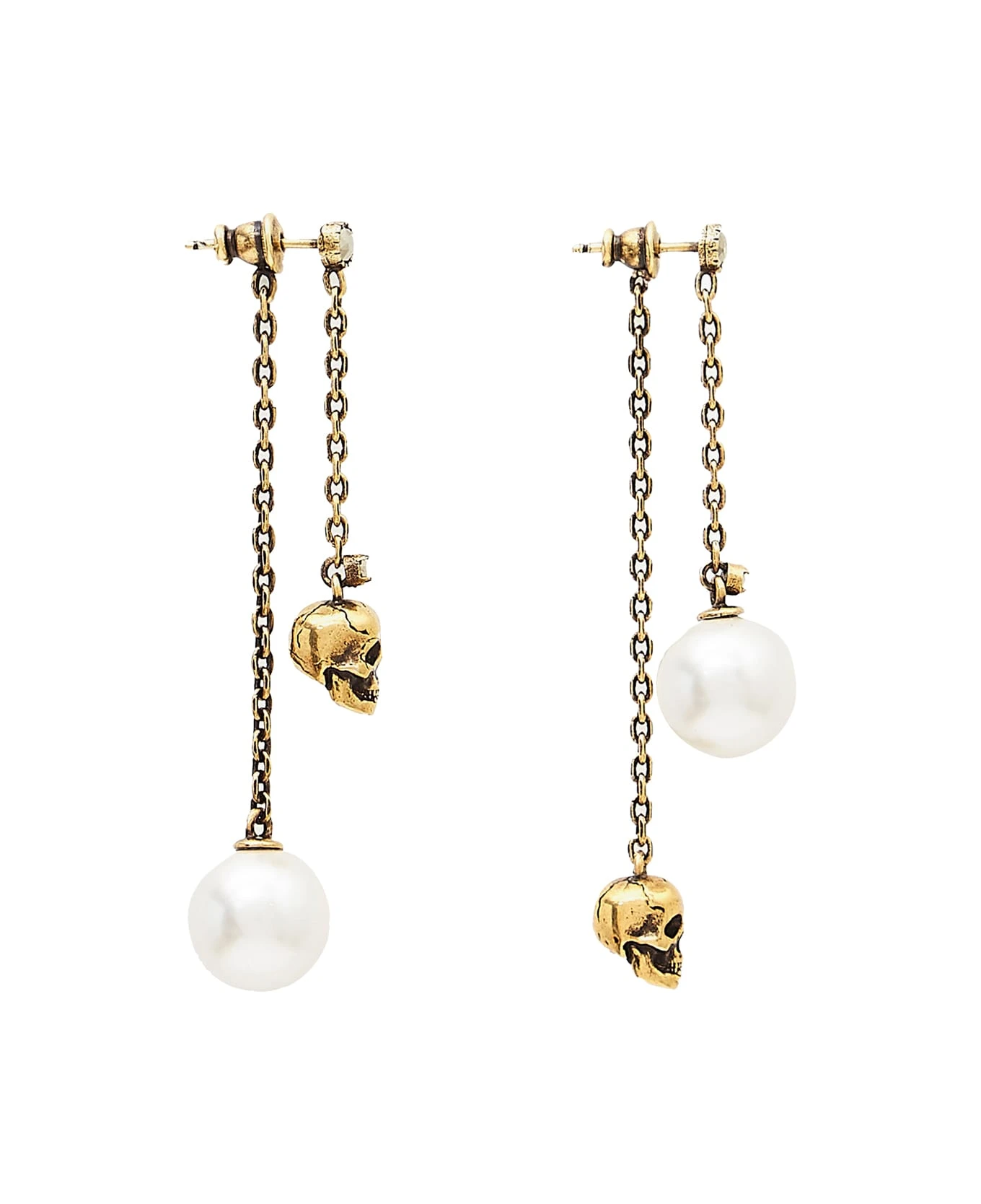 Alexander McQueen Pendant Earrings With Skull Chain - Image 2