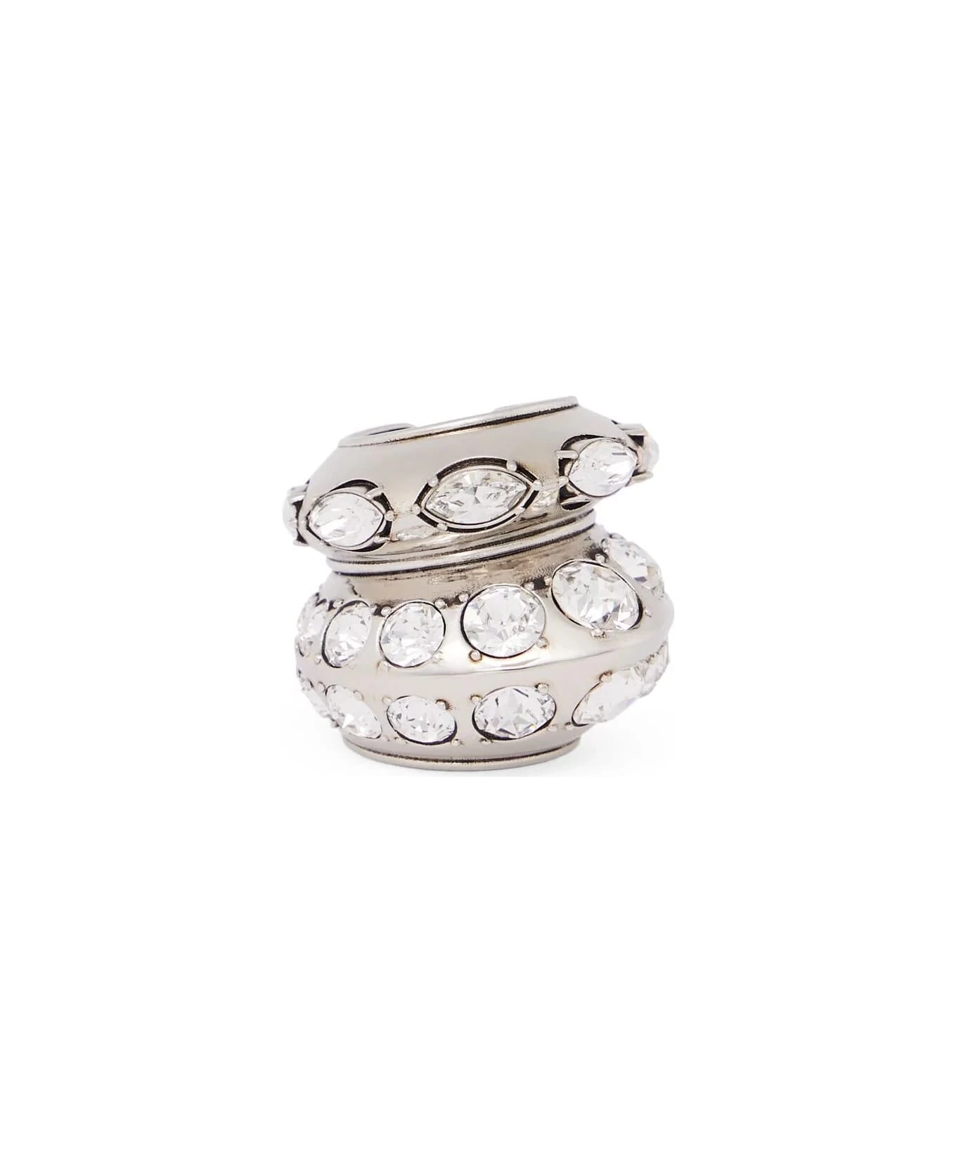 Alexander McQueen Jewelled Accumulation Ring In Antiqued Silver