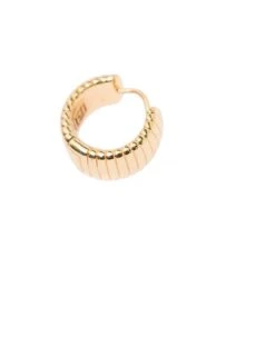 'lobo Cleo' Texturized Hoops Earrings In 18k Gold Plated Bronze Woman