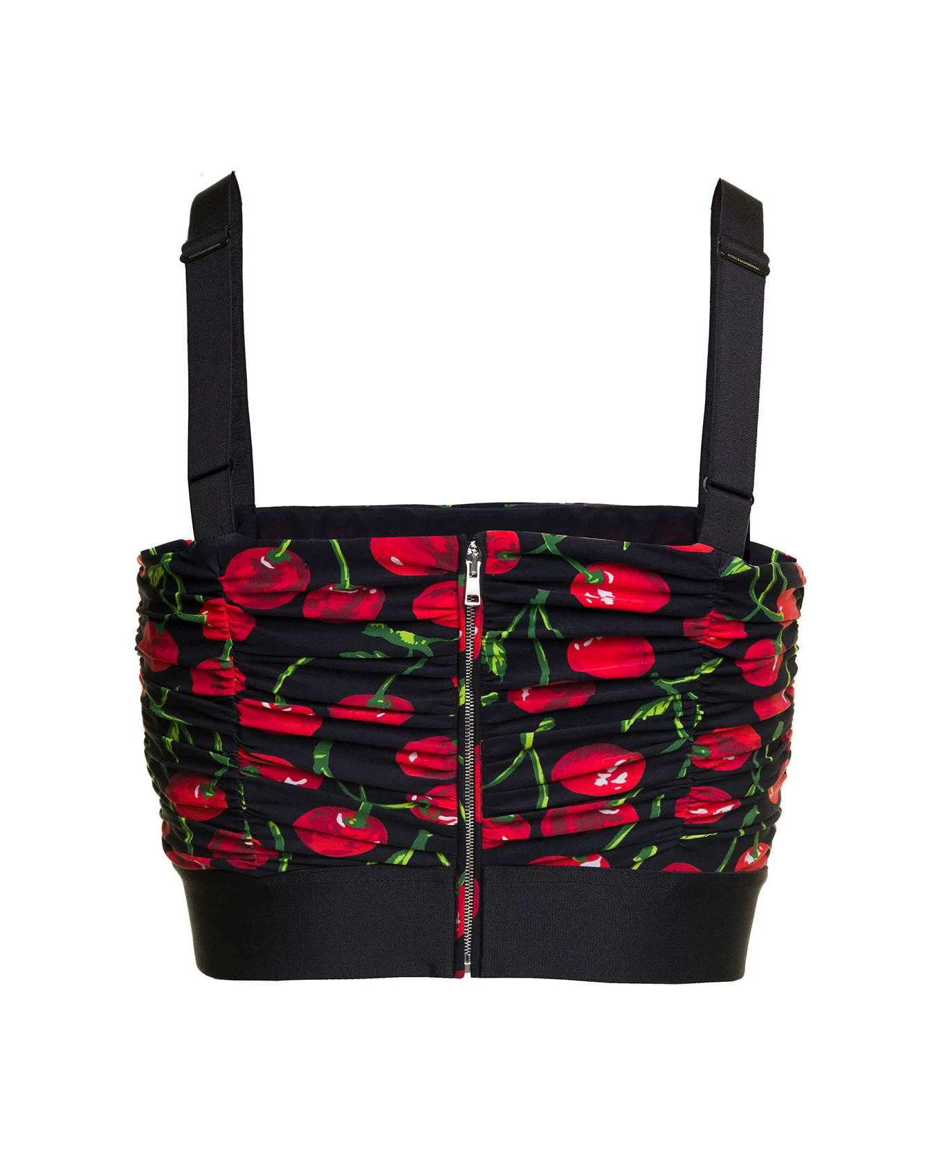 Dolce & Gabbana Black Sleeveless Top With All-over 'cherise' Dress In Stretch Fabric Woman - Image 2