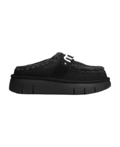 Mou Bounce Clog Slipper-mule In Black Suede