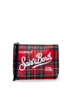 MC2 Saint Barth Aline Wooly Pochette With Red Tartan Print