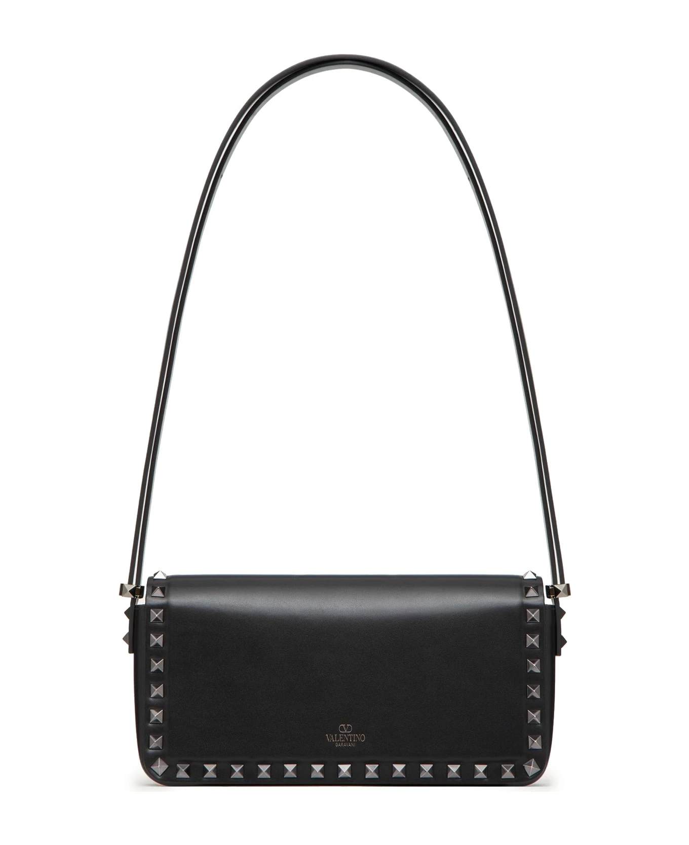 Valentino Garavani E/w Shoulder Bag Rockstud Vitello Liscio/bl.ruthenium Studs - Image 3