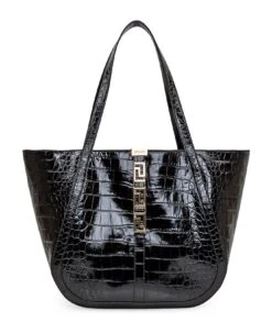 Versace Greek Goddess Crocodile Shopper Bag