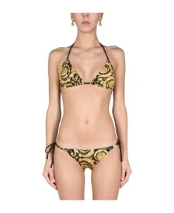 Versace Bikini Briefs With Baroque Print