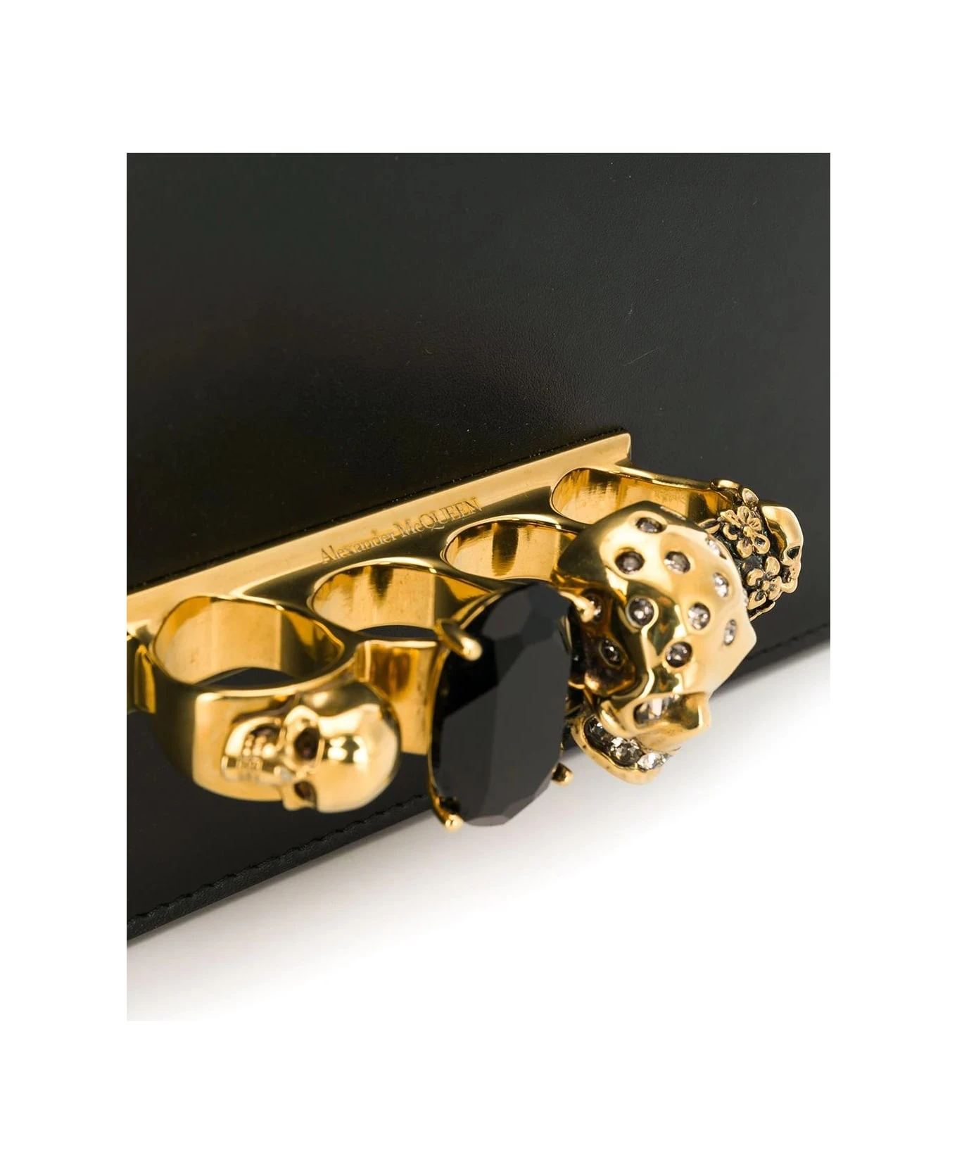 Alexander McQueen Black And Gold Jewelled Satchel Bag - Image 3