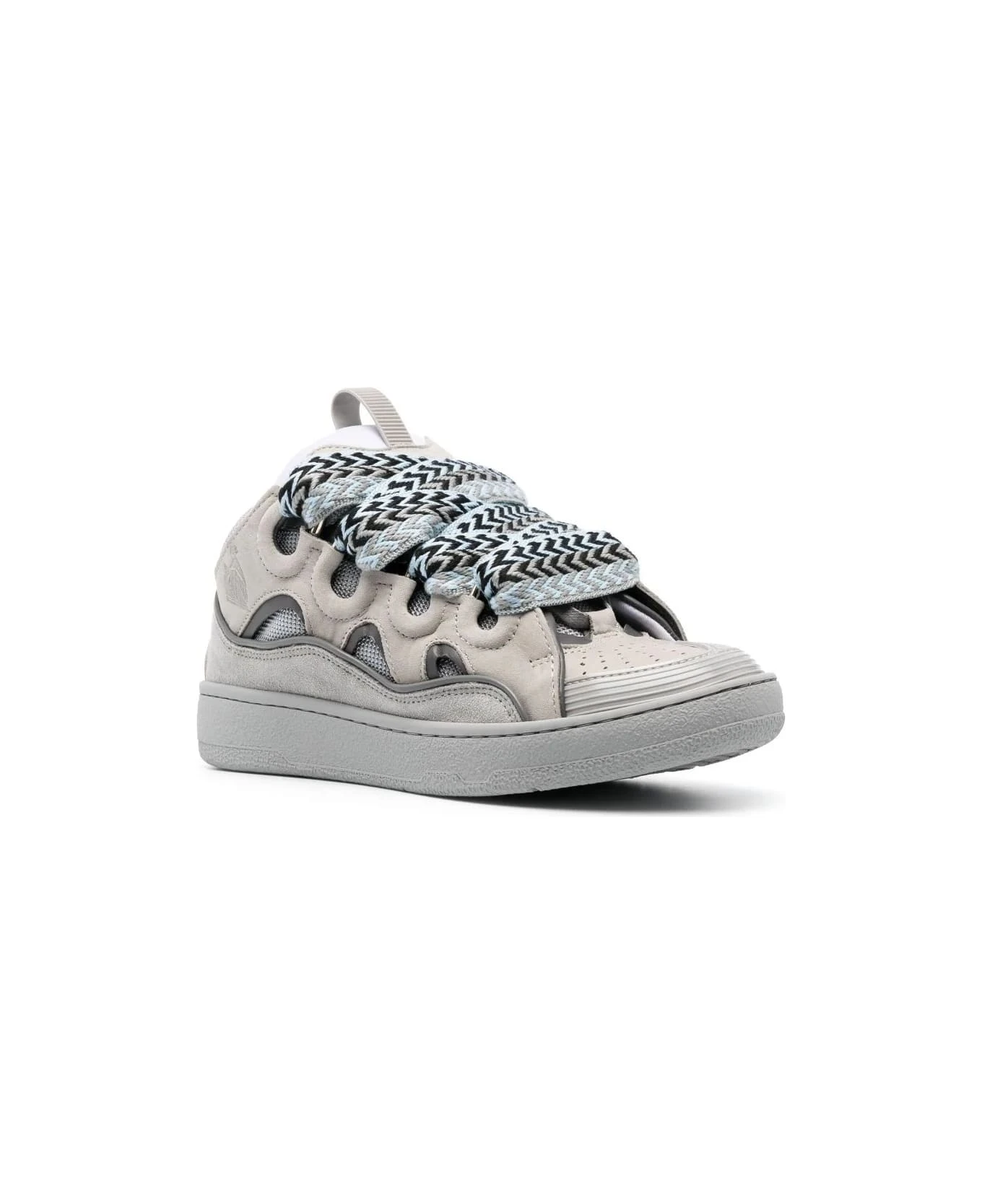 Lanvin Curb Sneakers In Grey Leather - Image 2